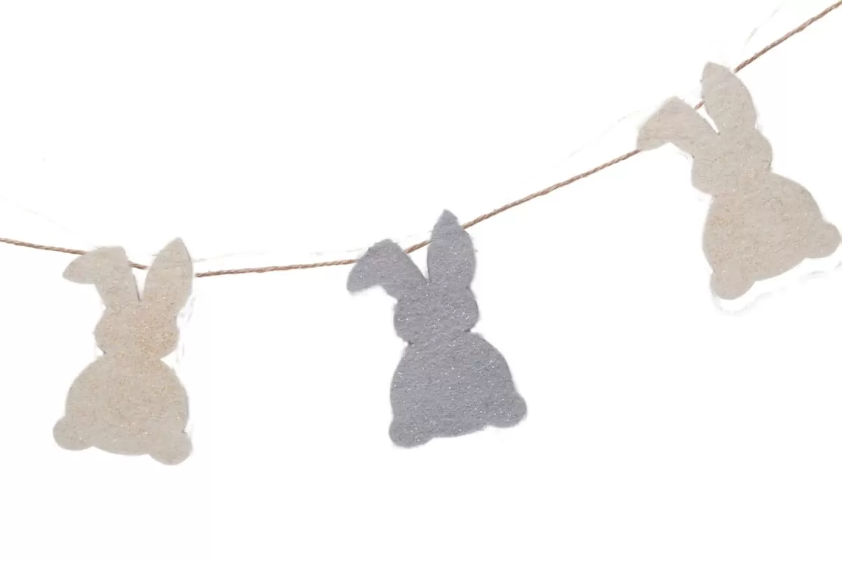 De Kulture Handmade Premium Wool Felt Easter Bunny Garland Eco Friendly Eastertide Wall Hanging Home Office Wedding Party Holiday Decoration Banner 48 Inches